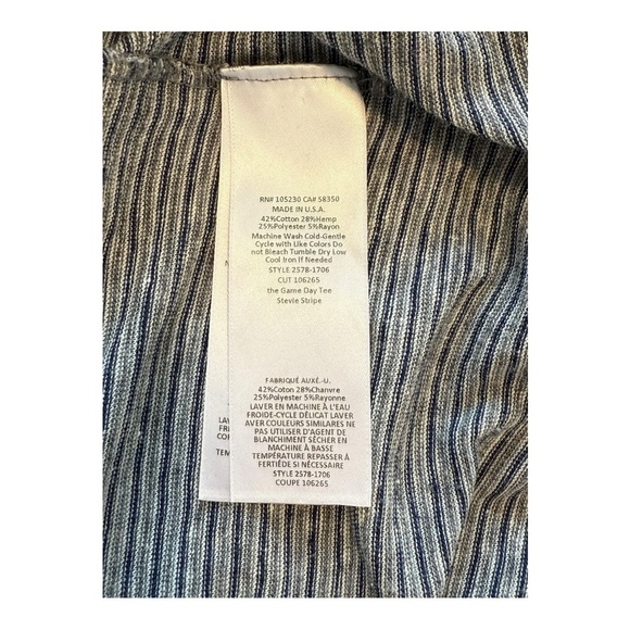 Current Elliott The Petit Tee 3/4 Sleeve In Stevie Stripe - Size Small - Picture 6 of 14